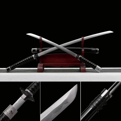 Two swords in one sheath , Handmade Manganese Steel Full Tang Real Japanese Katana