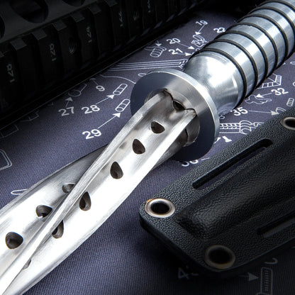 Grey Titanium Spiral Dagger With Sheath