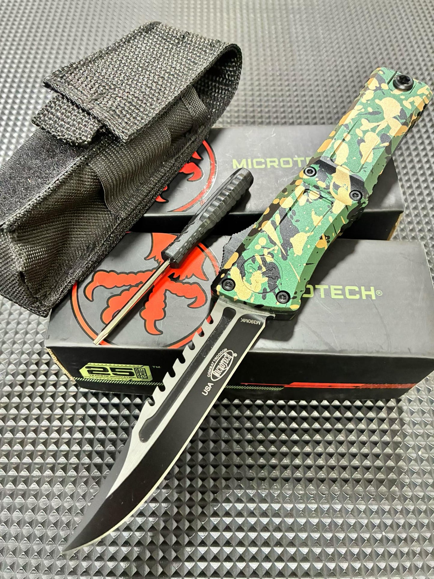 Interceptor OTF Knife – M390MK Steel Tactical Blade (Camo Edition)