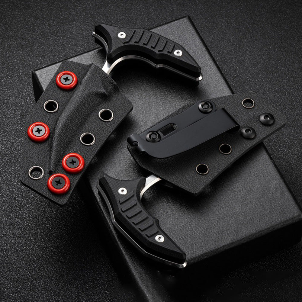 MicroTech Double bee shaped push type dagger serrated DLC blade