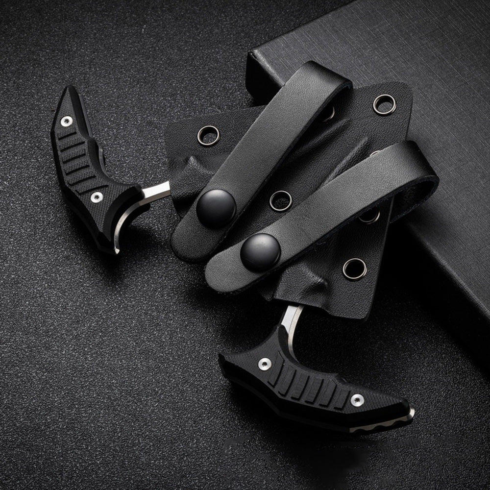 MicroTech Double bee shaped push type dagger serrated DLC blade
