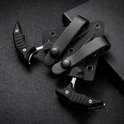 MicroTech Double bee shaped push type dagger serrated DLC blade