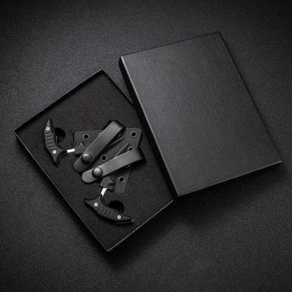 MicroTech Double bee shaped push type dagger serrated DLC blade