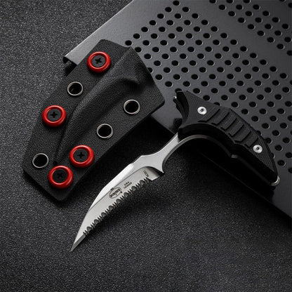 MicroTech Double bee shaped push type dagger serrated DLC blade
