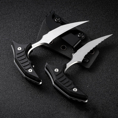 MicroTech Double bee shaped push type dagger serrated DLC blade