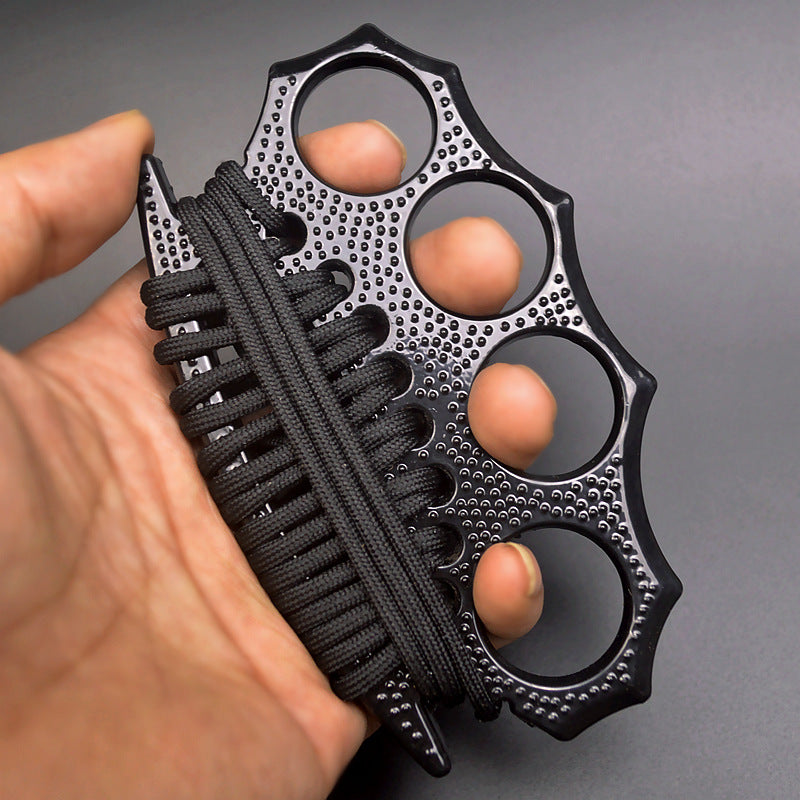 Outdoor self-defense metal brass knuckles duster four-finger hand buckle fitness training boxing finger buckle knuckle fist buckle defense broken window protective gear