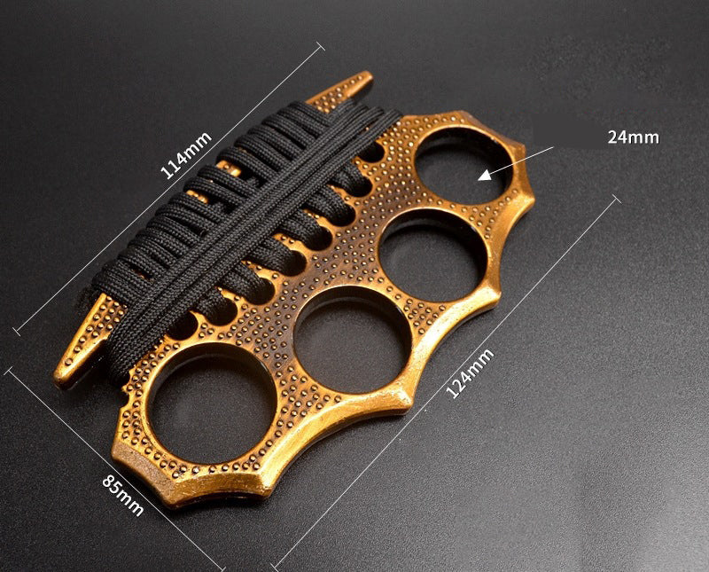 Outdoor self-defense metal brass knuckles duster four-finger hand buckle fitness training boxing finger buckle knuckle fist buckle defense broken window protective gear