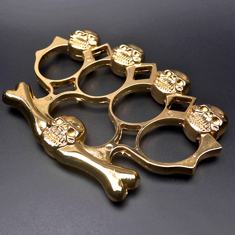 Strong Metal Brass Knuckle Duster Skull Style Four Finger Tiger Outdoor Camping Safety Defense Pocket EDC Tool
