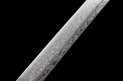 Damascus Samurai Katana [Silver Dragon Fighting Sword]