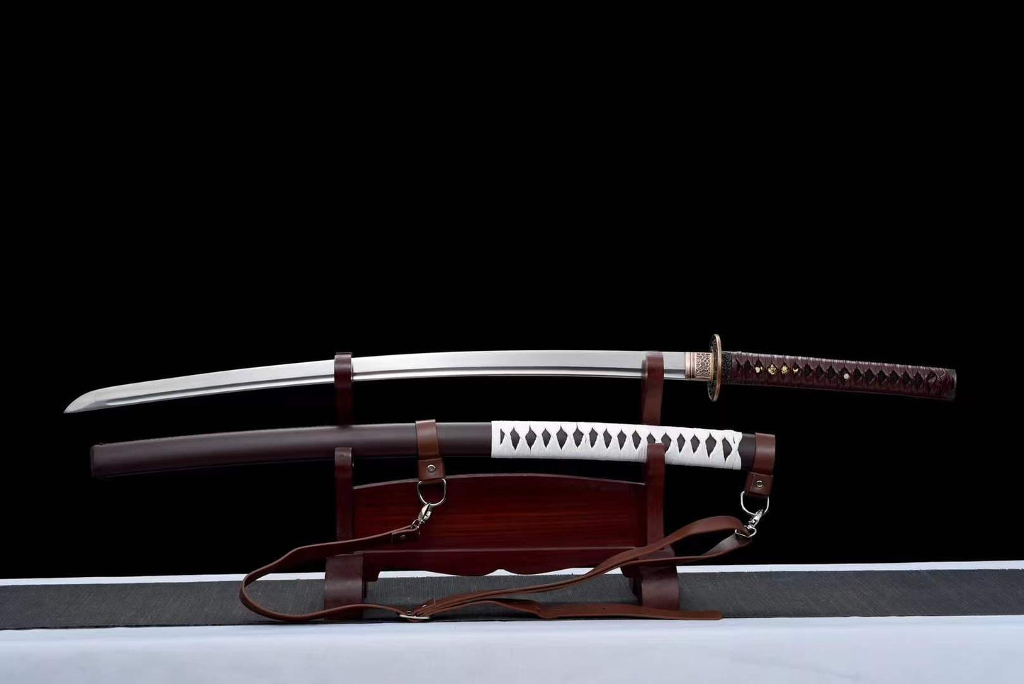 Hand Forged Anime Katana Walking Dead Mirror polishing-Brown