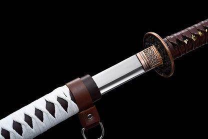 Hand Forged Anime Katana Walking Dead Mirror polishing-Brown