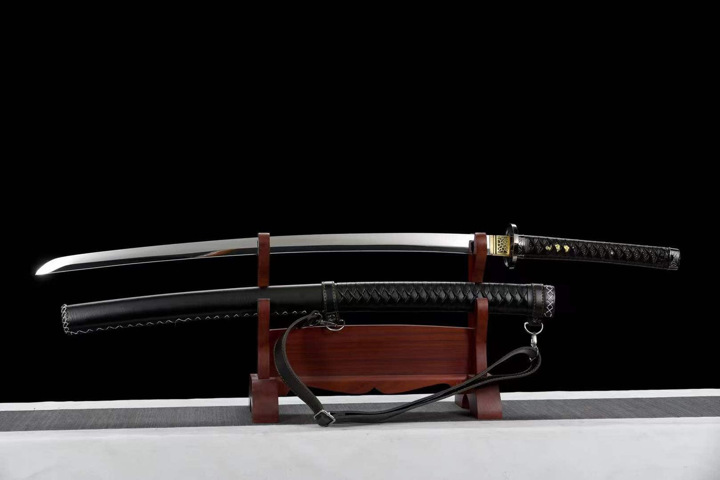 Hand Forged Anime Katana Walking Dead Mirror polishing-Black