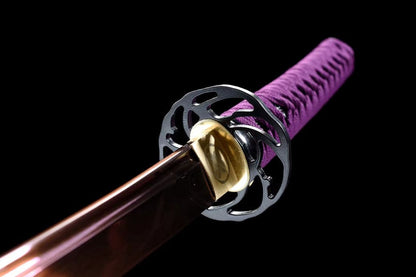 Hand Forged Japanese Samurai Katana Bauhinia 9260 Spring Stee Purple Blade