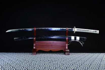 Hand Forged Japanese Samurai Katana 菊丸 きくまる T10 Carbon steel Blade baking blue