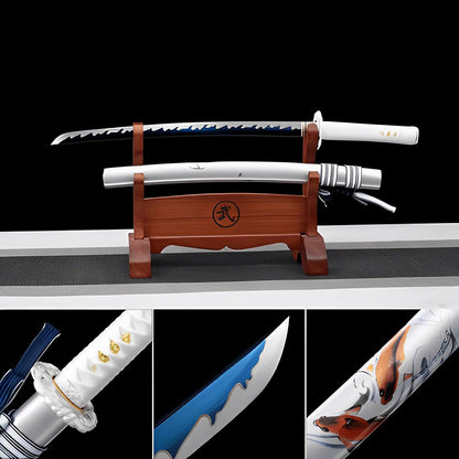 Handmade Japanese Wakizashi 魚 Short Sword Manganese Steel